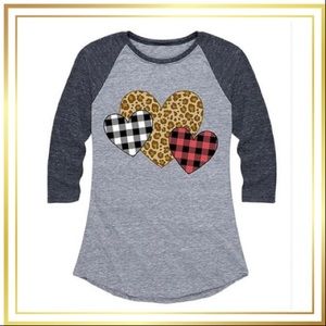 Athletic Heather & Heather Black Patterned Hearts T-Shirt.